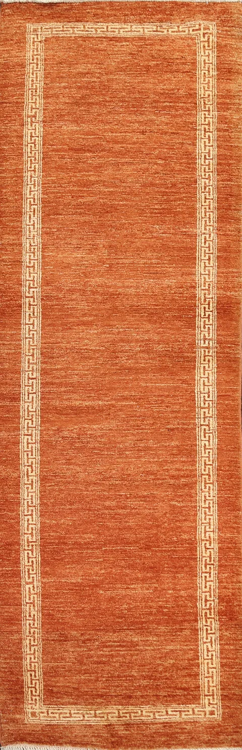 Orange Gabbeh Kashkoli Oriental Runner Rug 3x9