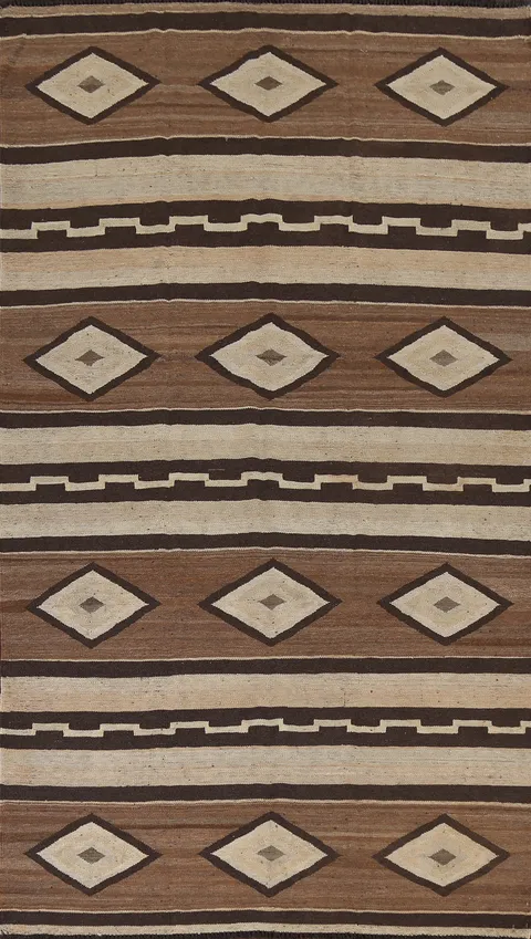 Geometric Kilim Natural Dye Wool Rug 6x10