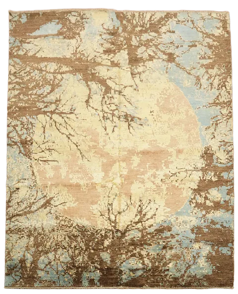 Vegetable Dye Wool/ Silk Abstract Oriental Rug 8x10