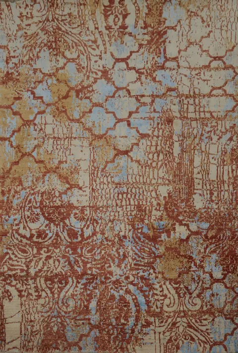 Earthy Tones Meet Artistic Flair Distressed Design Area Rug 9x12