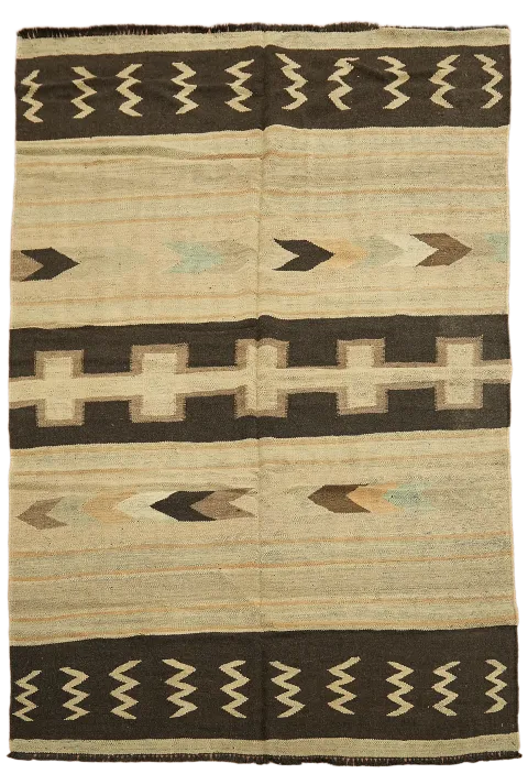 Natural Dye Wool Kilim Oriental Area Rug 6x8