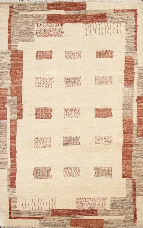 Geometric Gabbeh Kashkoli Oriental Wool Rug 3x5