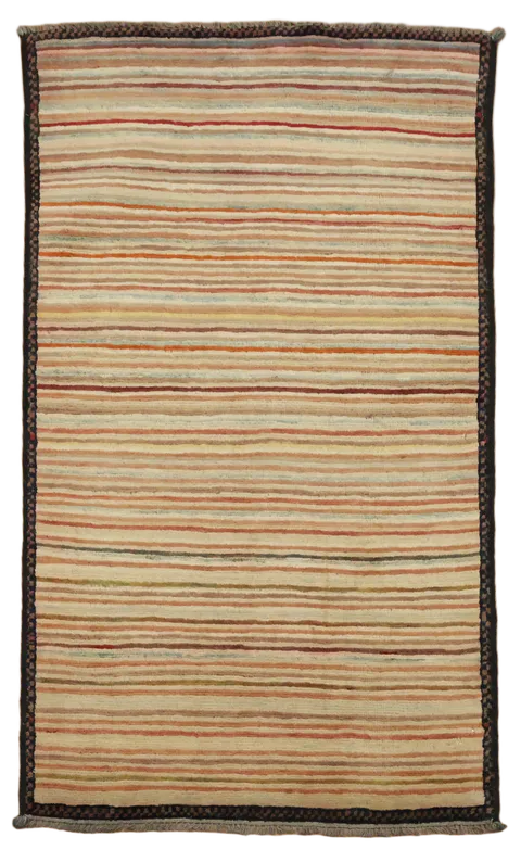 Handwoven Rug with Subtle Multi-colored Stripes Earthy Tones 3x4