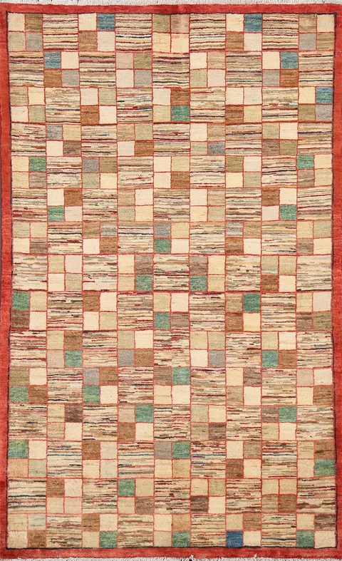 Handmade Gabbeh Kashkoli Oriental Wool Rug 3x5