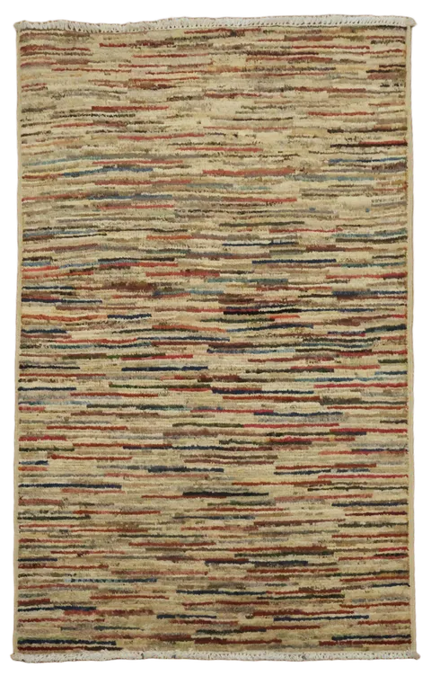 Modern Multicolor Stripes Blend Texture Accent Rug 3'x4'