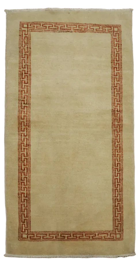 Elegant Neutral Rug with Geometric Border for Modern Interiors Runner 2x5