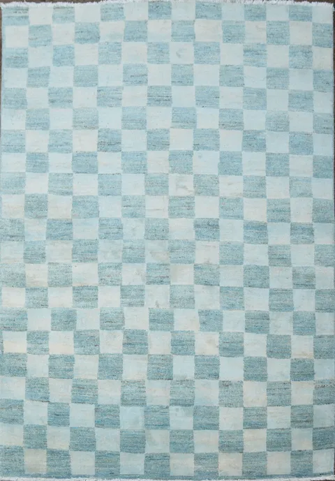 Checkered Gabbeh Kashkoli Oriental Wool Rug 5x7