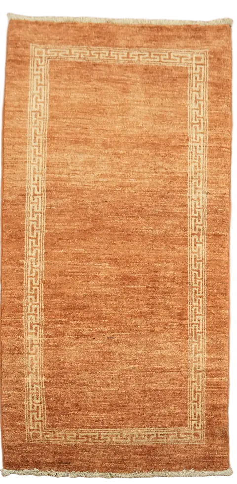 Orange Wool Gabbeh Kashkoli Oriental Runner Rug 2x5