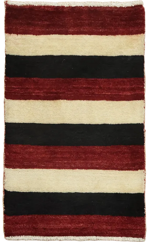 Contemporary Rug with Red and Black Stripes for Modern Homes 2x3