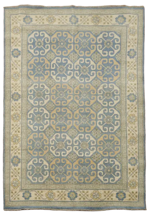 Vegetable Dye Geometric Khotan Oriental Rug 5x7