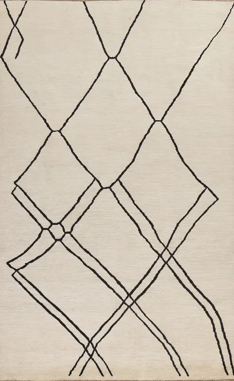 Vegetable Dye Wool Moroccan Oriental Area Rug 6x10