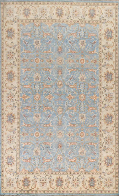 Vegetable Dye Blue Ziegler Oriental Wool Rug 7x10