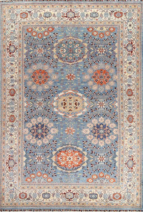 Vegetable Dye Ziegler Oriental Hand-Knotted Rug 6x9