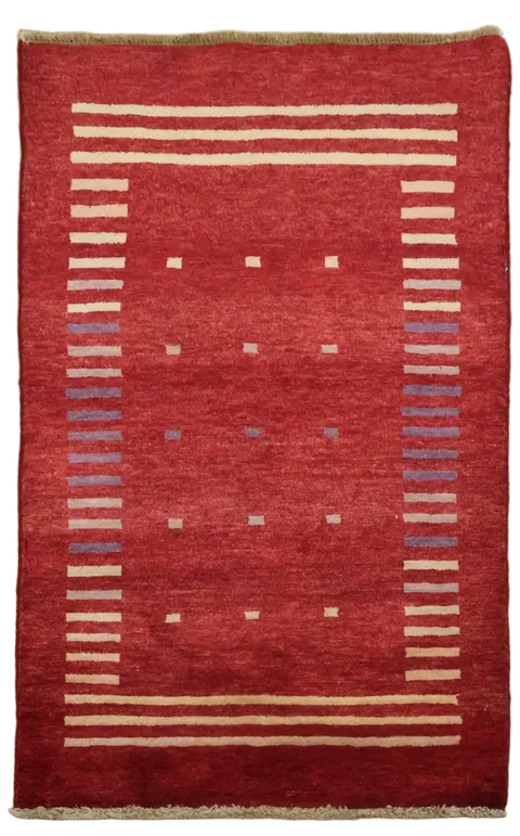 Contemporary Elegance: Red Rug with Simple Stripes 3x4