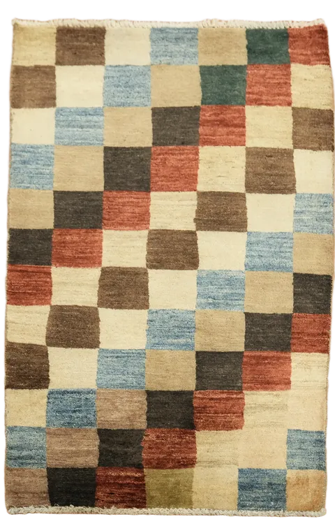 Checkered Gabbeh Kashkoli Oriental Handmade Rug 3x4