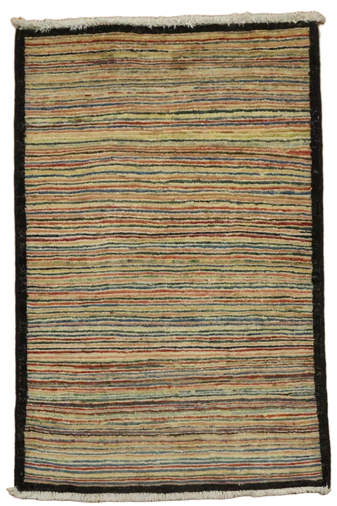 Multicolored Striped Handmade Area Rug for Living Room Style 3x4