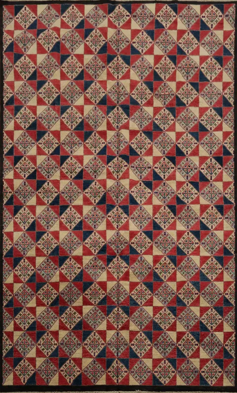 Enhance Spaces with Diamond Kazak Vegetable Dye Area Rug 6x10