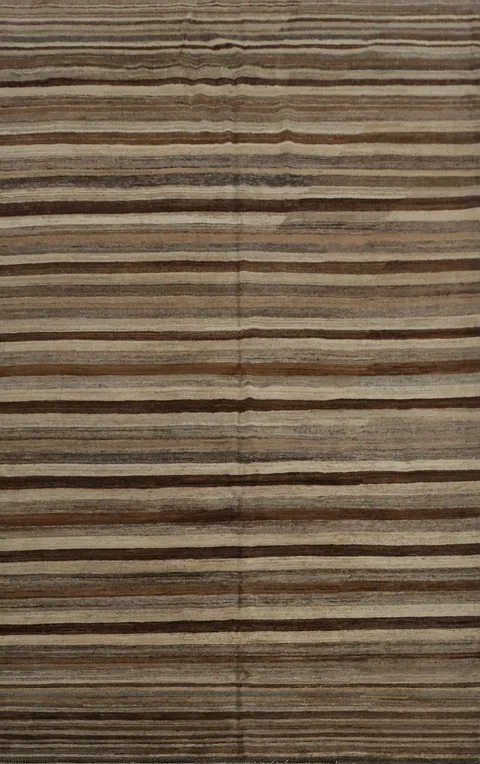 Versatile Espresso Stripes Gabbeh Kashkoli Modern Area Rug 7x10