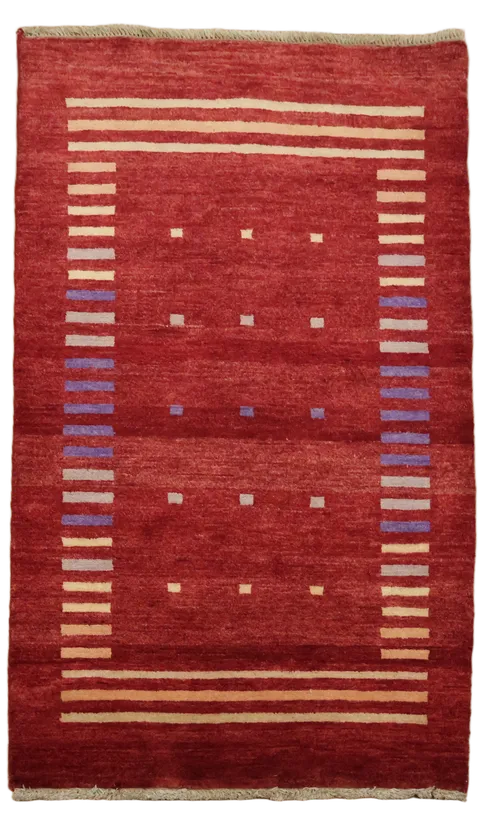 Elegant Artisan Rug with Deep Red Tones and Simple Patterns 3x4