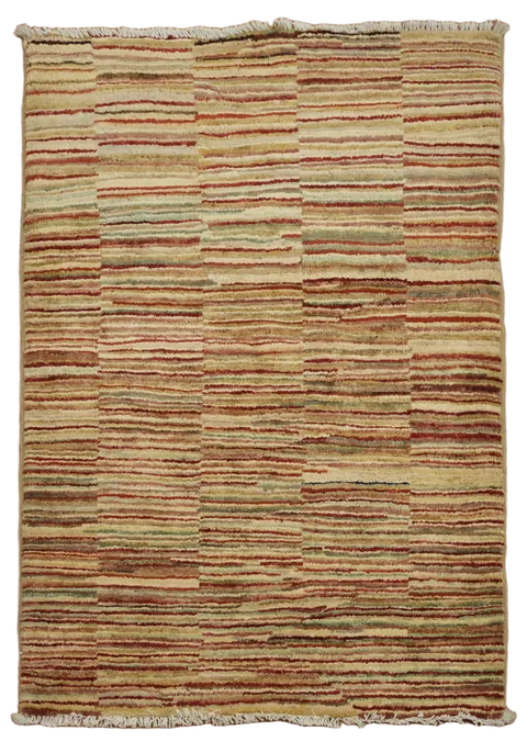 Warm-Toned Gabbeh Kashkoli Striped Rug 3'x4'