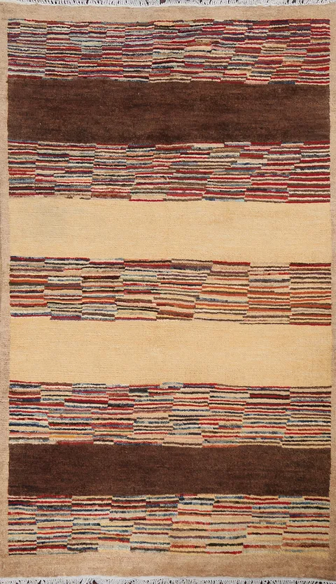 Handmade Gabbeh Kashkoli Oriental Wool Rug 3x6