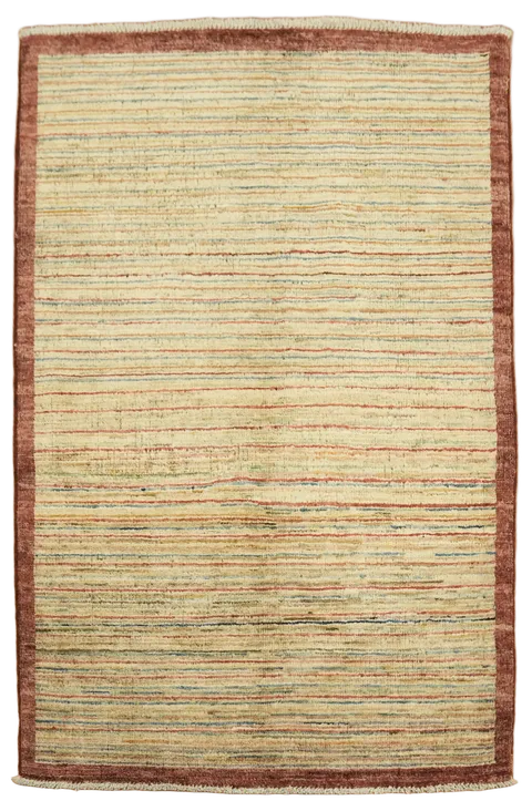 Striped Gabbeh Kashkoli Wool Hand-Knotted Rug 3x4