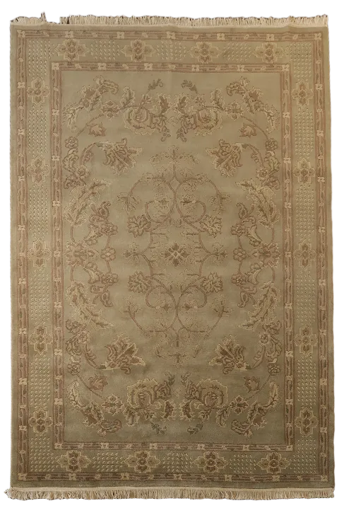 Classic Floral Border Art Deco Chinese Rug Perfect for Sophisticated Spaces 6x9 ft