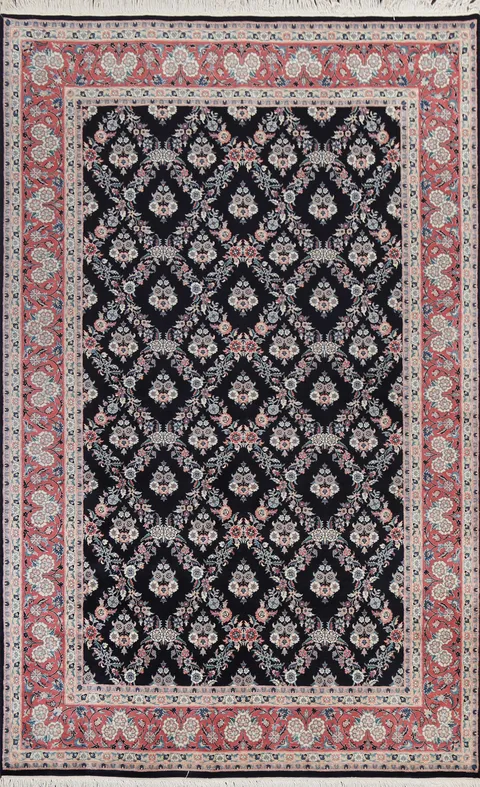Vegetable Dye Navy Blue Kashan Persian Rug 6x9