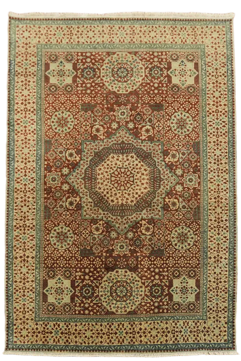 Rich Persian Inspired Mamluk Rug with Intricate Geometric Design 6x9 ft