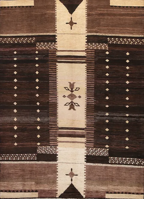 Brown Vegetable Dye Gabbeh Kashkoli Oriental Rug 7x9