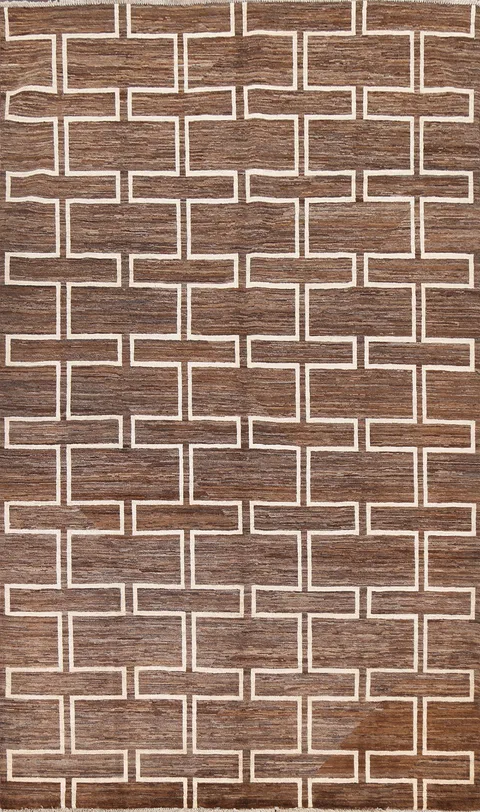 Brown Wool Gabbeh Persian Area Rug 6x9