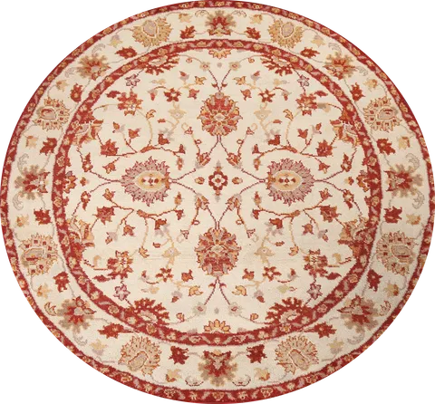 Handmade Wool Oushak Oriental Round Rug 6x6