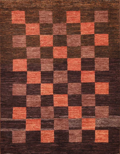 Checkered Gabbeh Kashkoli Oriental Area Rug 5x6