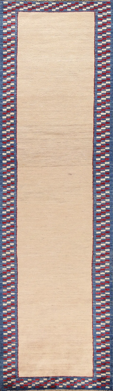 Neutral Wool Gabbeh Kashkoli Oriental Runner Rug 3x10