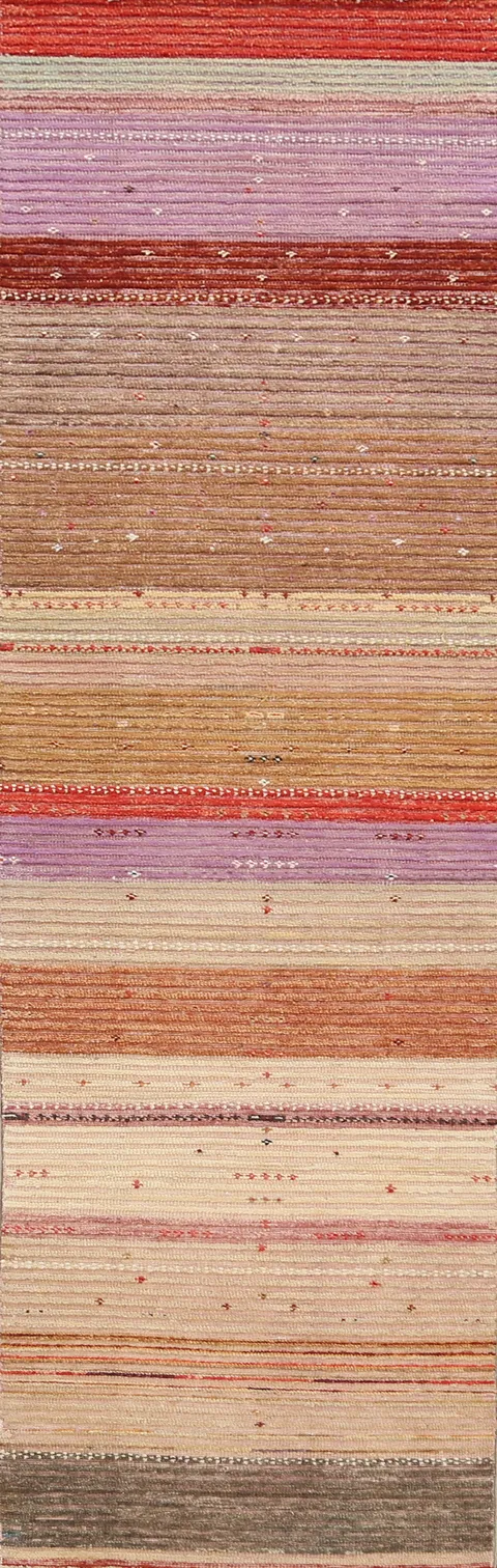Striped Gabbeh Kashkoli Oriental Runner Rug 2x10