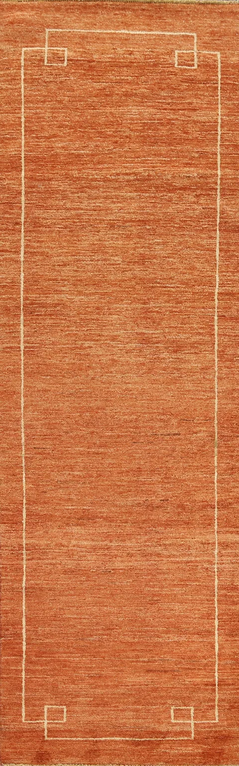 Orange Gabbeh Kashkoli Oriental Runner Rug 3x10