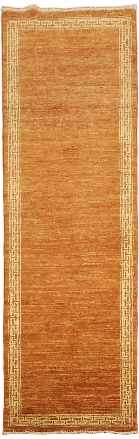 Handcrafted Rustic Runner with Decorative Greek Influence  8' 2'' x 2' 7''