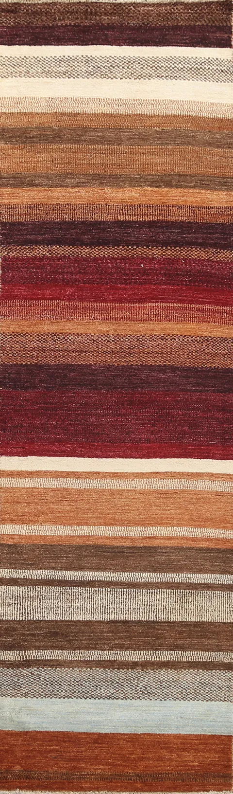Modern Wool Gabbeh Kashkoli Oriental Runner Rug 3x10
