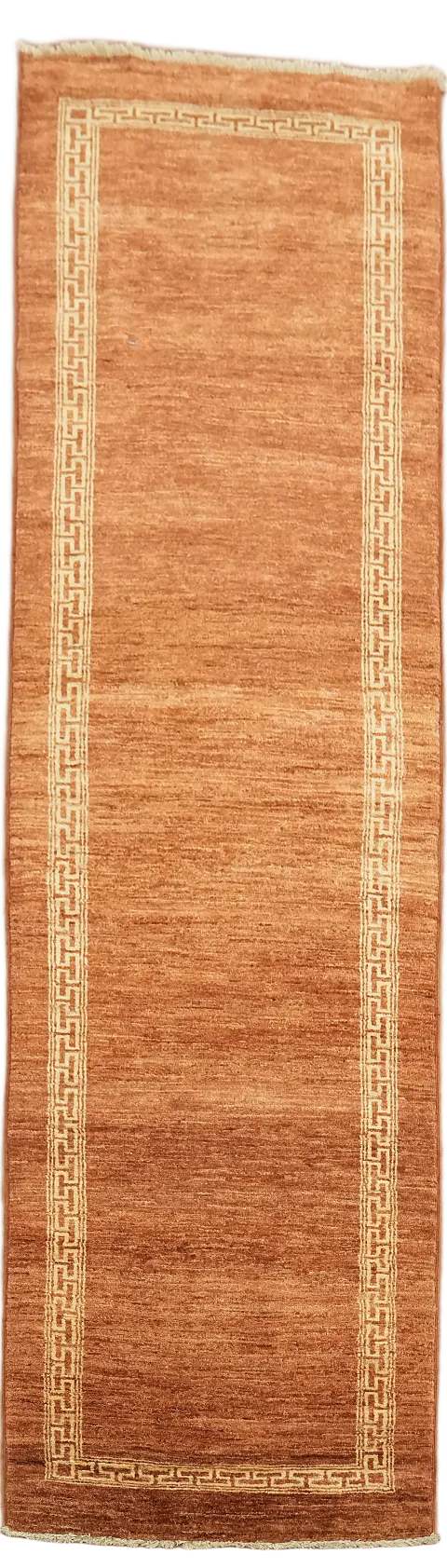 Orange Wool Gabbeh Kashkoli Oriental Runner Rug 3x9