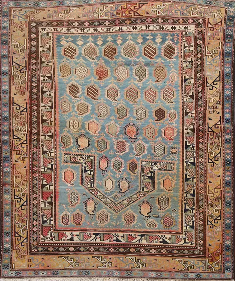 Pre-1900 Antique Vegetable Dye Shirvan Oriental Rug 5x6