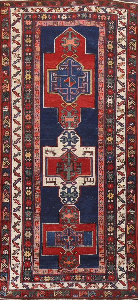Pre-1900 Antique Vegetable Dye Kazak Persian Rug 4x8