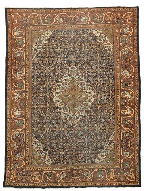 Pre-1900 Antique Vegetable Dye Mahal Persian Rug 9x12