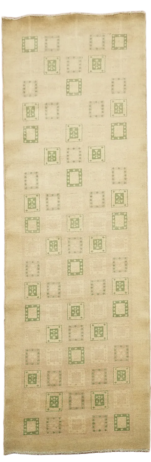 Neutral Wool Gabbeh Kashkoli Oriental Runner Rug 3x10