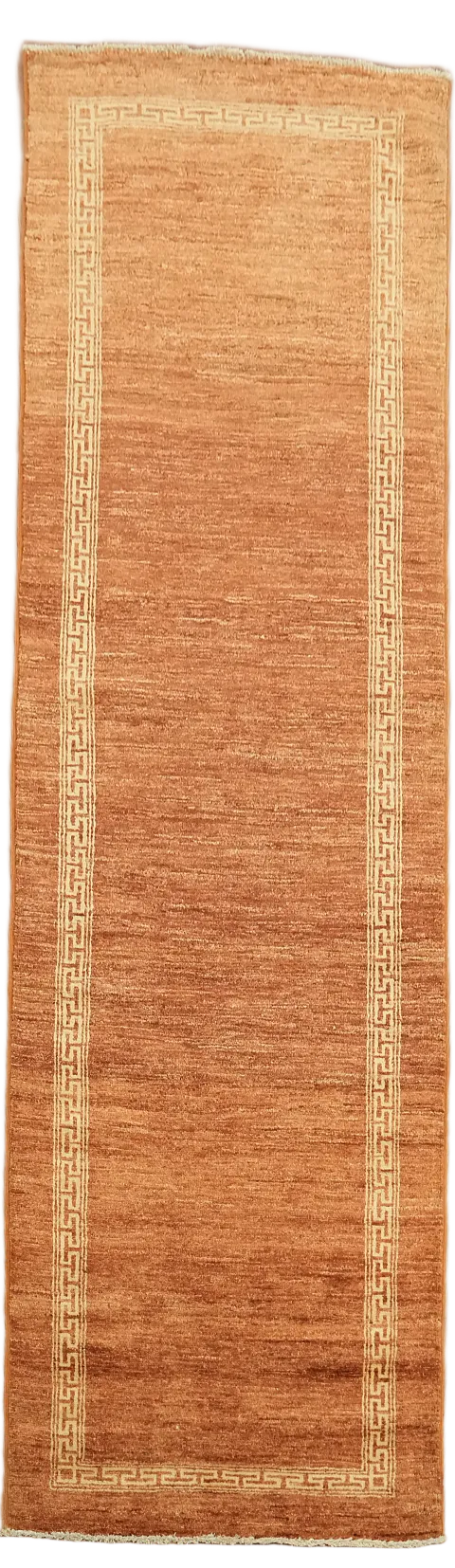 Orange Wool Gabbeh Kashkoli Oriental Runner Rug 3x9