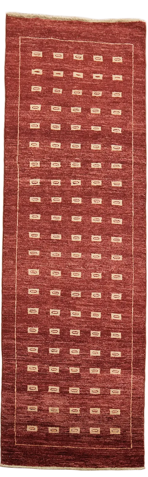 Red Wool Gabbeh Kashkoli Oriental Runner Rug 3x8