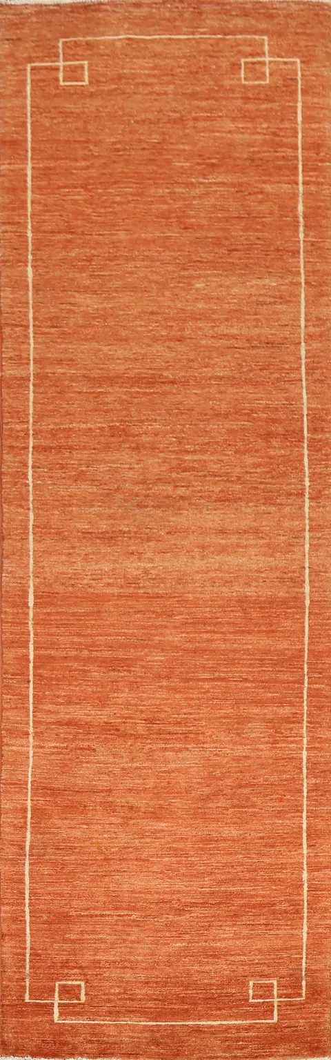Orange Gabbeh Kashkoli Oriental Runner Rug 3x10