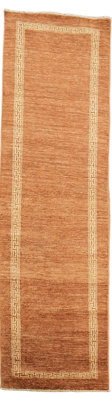 Orange Wool Gabbeh Kashkoli Oriental Runner Rug 3x9