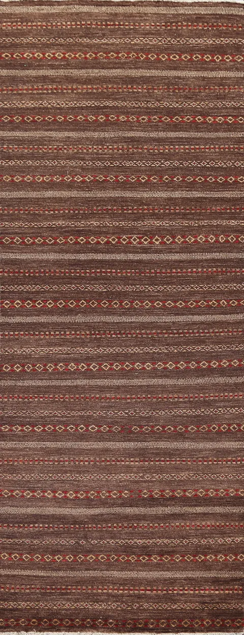 Brown Gabbeh Kashkoli Oriental Runner Rug 3x10