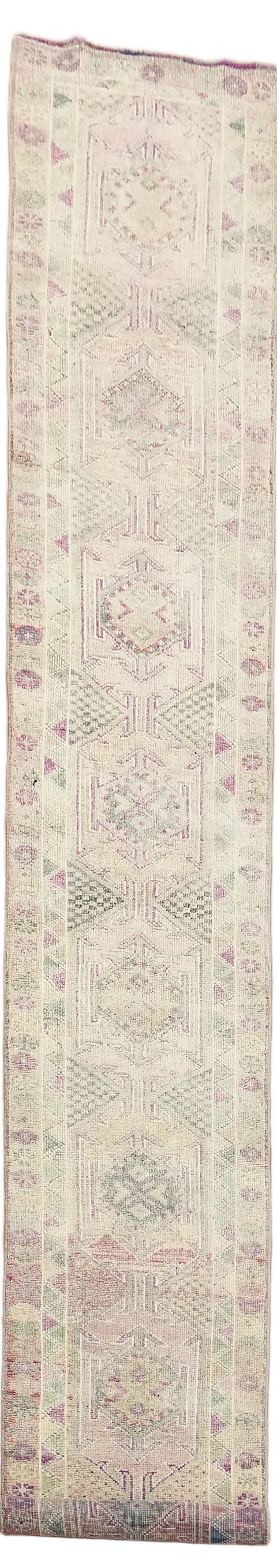 Handmade Wool Anatolian Turkish Runner Rug 3x15