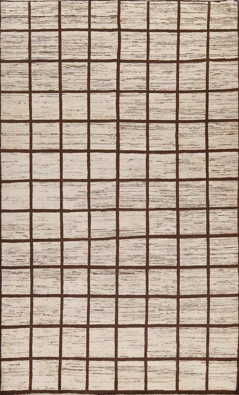 Checkered Gabbeh Kashkoli Oriental Wool Rug 6x9